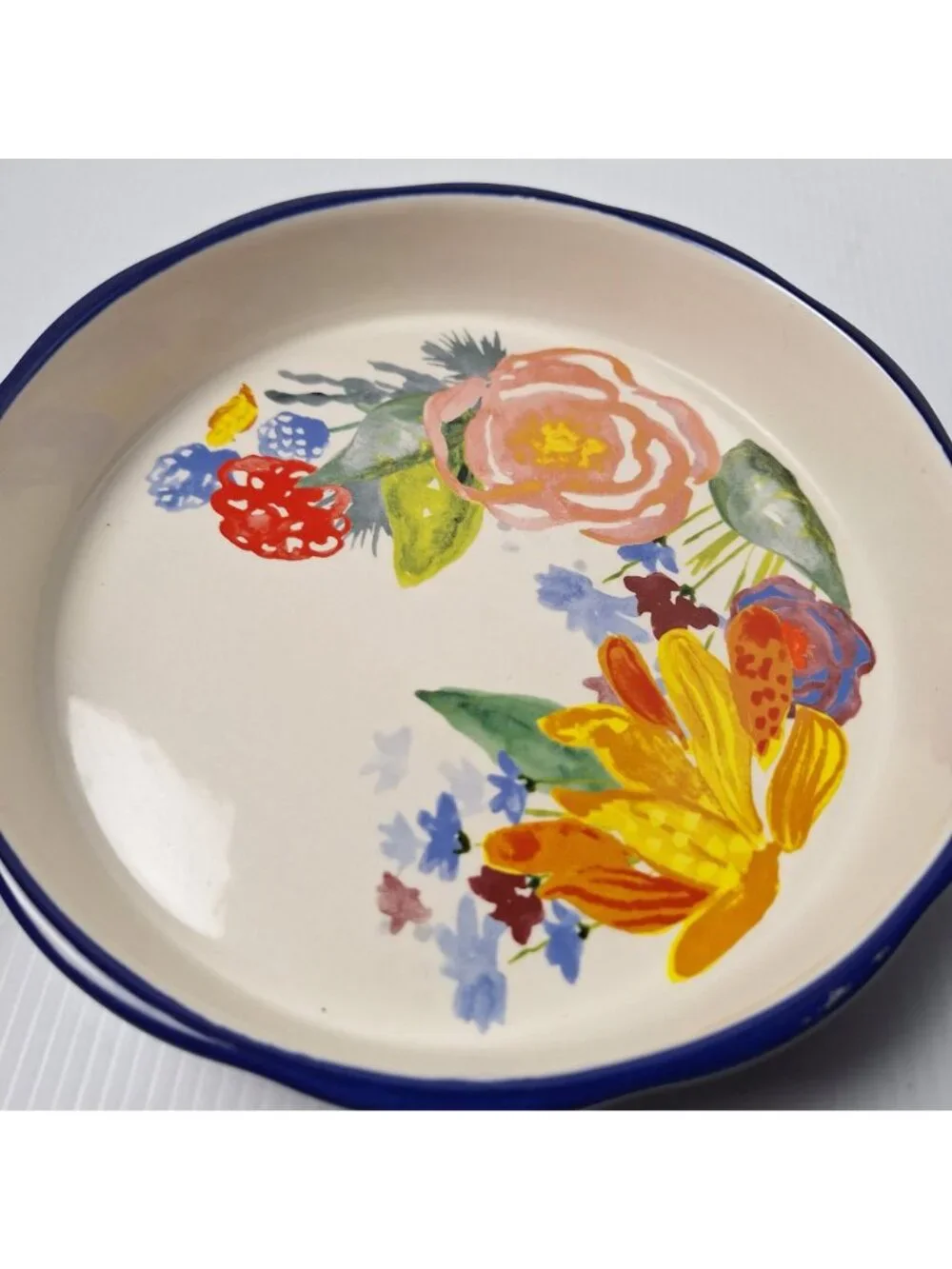 THE PIONEER WOMAN STONEWARE PIE/CAKE/DISH VIBRANT CELIA FLORAL PATTERN #2912DMT